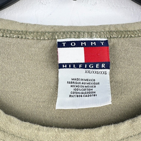 Vintage Tommy Hilfiger 85 Cropped Tshirt Mens XXL Green Gray Cotton Lion Tee Y2K - Picture 5 of 8